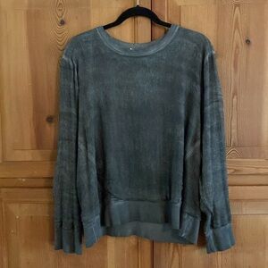 Helmut Lang Large  distressed top chiffon layered blue large